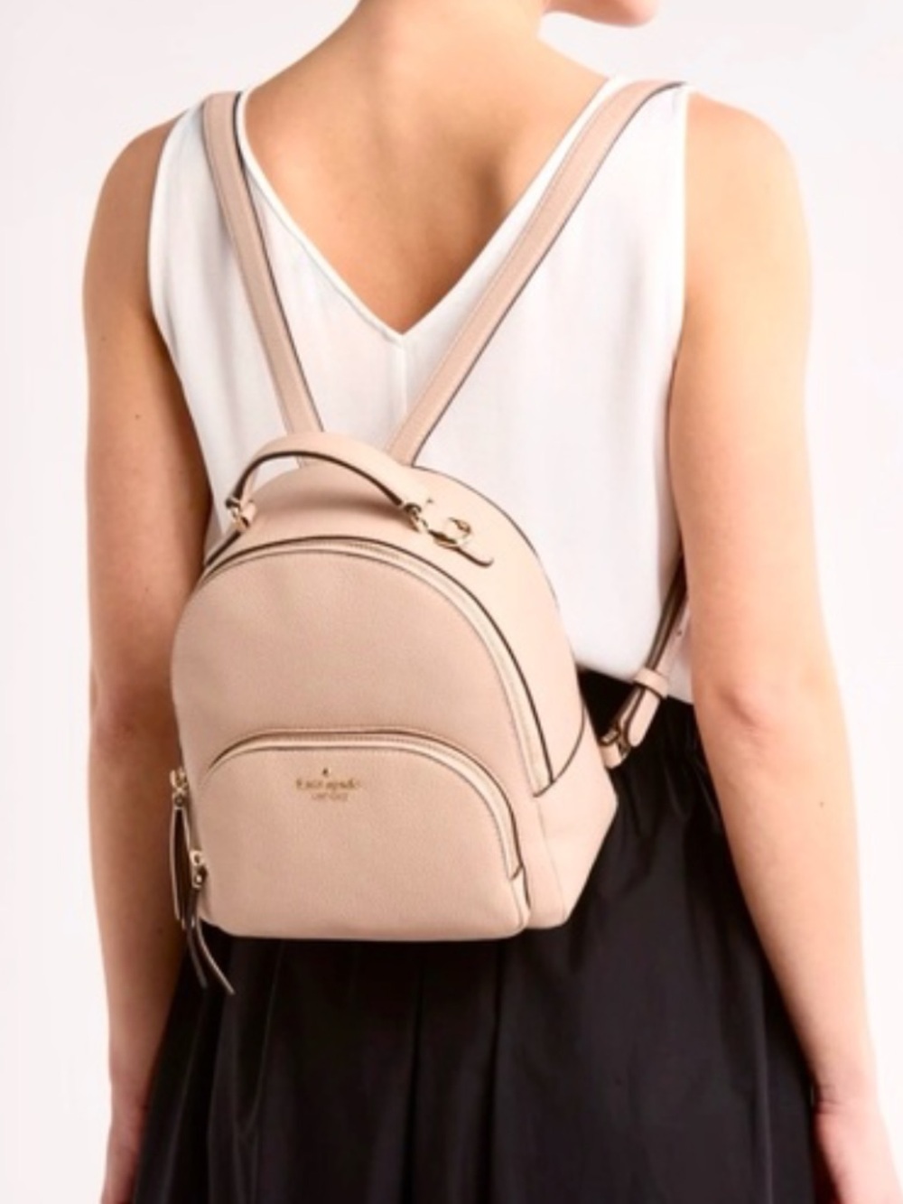 kate spade pebble leather mini backpack in blush beige